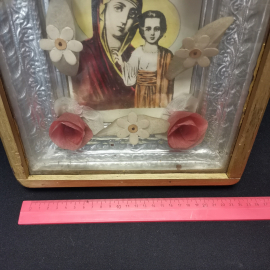 Икона Казанской Божией Матери", в окладе, размер полотна 27,5х22,5 см. Картинка 5